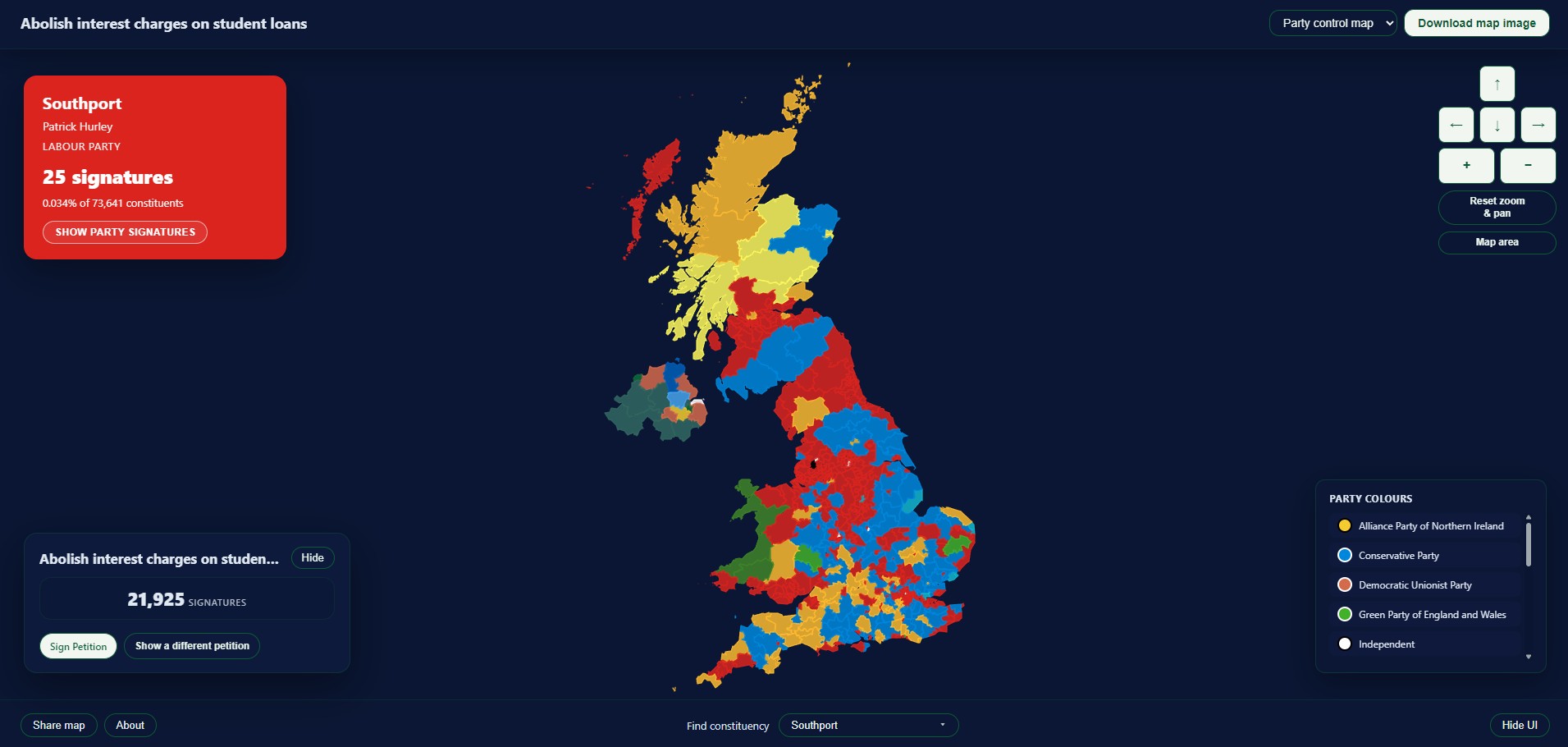 Petition Map screenshot